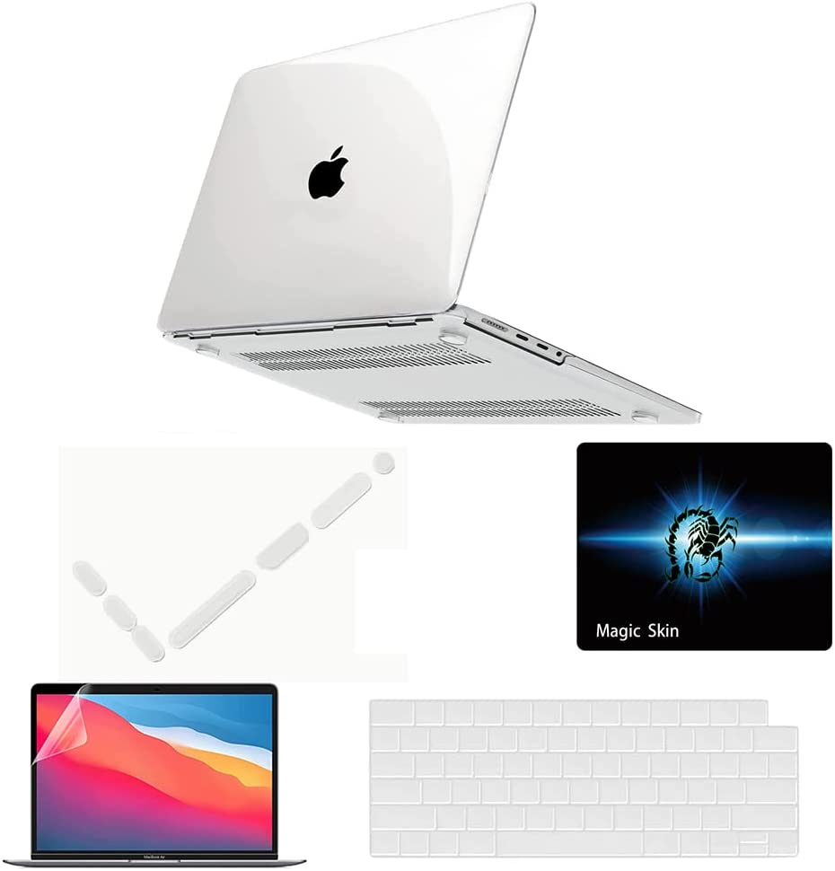 5-in-1 Set Compatible with MacBook Pro 14 inch Case 2023 2022 2021 Release M2 A2779 A2442 M1 Pro/Max Chip with Touch ID, Plastic Hard Shell&Keyboard Cover&Screen Protector&Dust Plug&Mouse Pad,(A2442/A2779, Crystal Clear)